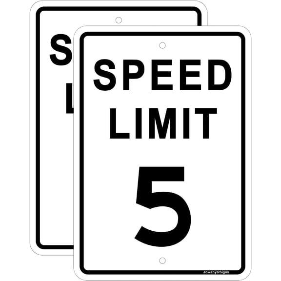 Speed Limit 5 MPH Sign,Slow Down Traffic Sign,16 X 12 inches,Reflective Aluminum,UV Protected,Weather Resistant,Waterproof,Durable Ink,Outdoor Use,Easy to Mount(2 Pack)