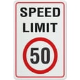 thumbnail image 1 of Speed Limit 50Km Sign Signs Outdoor, Uv Printed Aluminum 12 X 8 In, Weatherproof And Security Signs For Home Or Business, 1 of 6