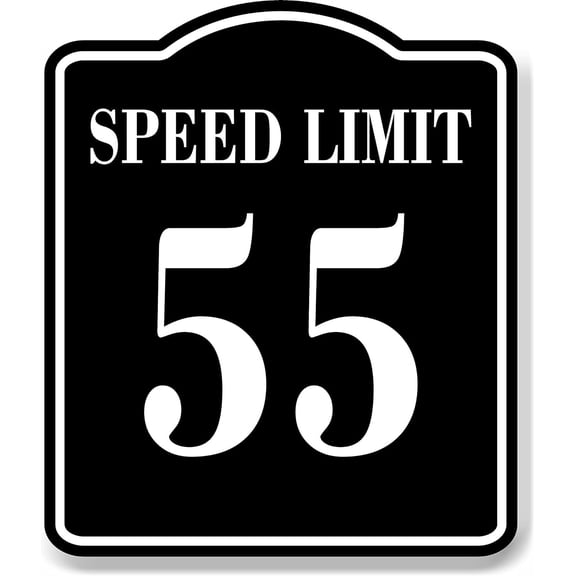 Speed Limit 55 BLACK Aluminum Composite Sign, 8.5"x10"