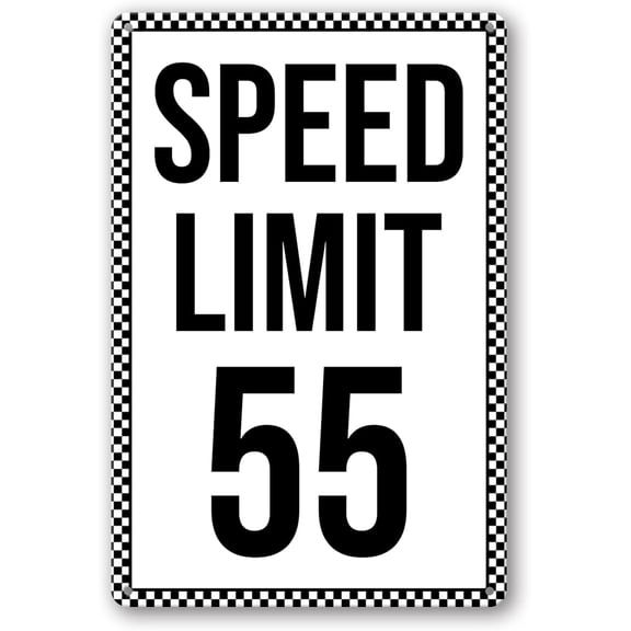Speed Limit 55 Metal Sign Funny 55th Birthday Race Car Decor Man Cave Wall Plaque Road Street Sign 8x12 Inch