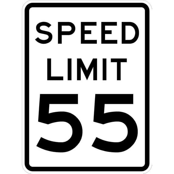 Speed Limit 55 Sign - 8 x 12. A Real Sign. 10 Year 3M Warranty