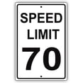 thumbnail image 1 of Speed Limit 70 MPH Miles per Hour Black Letters Zone Slow Down Speeding Restriction Alert Attention Caution Warning Notice Tin Sign Metal Tin 12x16 inch Sign Plate, 1 of 5
