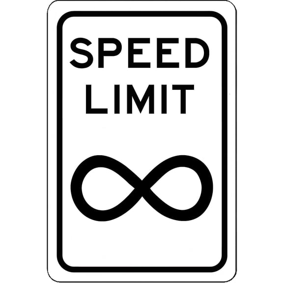 Speed Limit Infinity Sign New Road and Street Sign Metal Poster Wall Art Decor Tin Sign (Aluminum) Size: 8 x 12 inch