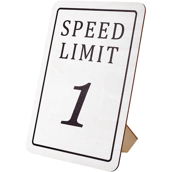 Speed Limit Sign Racing Speed Limit 1 Sign 8x11 inch Wood Traffic Sign Wooden Play Sign with Stand