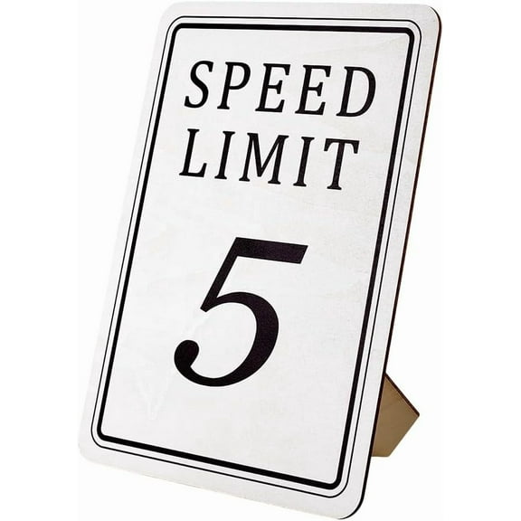 Speed Limit Sign Racing Speed Limit 5 Sign 8x11 inch Wood Traffic Sign Wooden Play Sign with Stand