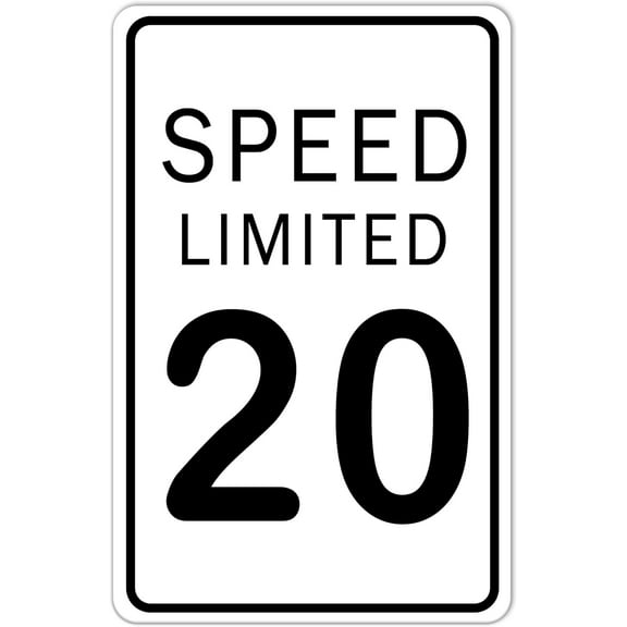 Speed Limited 20 Road Outdoor Road Crossing Metal Sign - for School Building Community Intersection Speed Limit Section 8 X 12 Inch