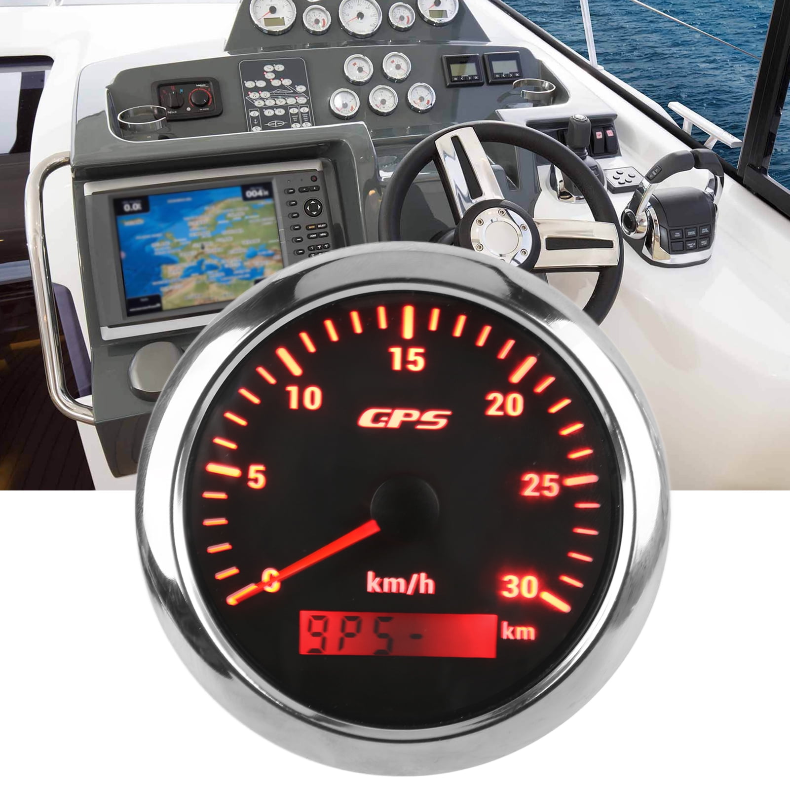 Speed Odometer, 030KM/H 85mm GPS Speedometer For Yachts For Boats For