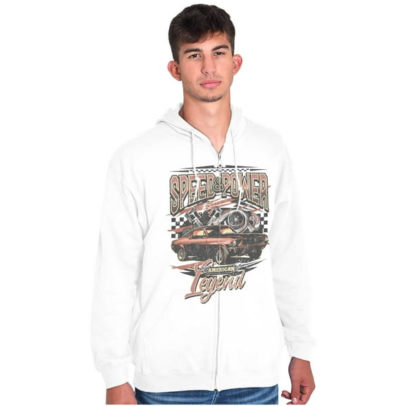 Speed Power American Legend Racecar Unisex Fleece Graphic Zip Up Hoodie Brisco Brands 4X