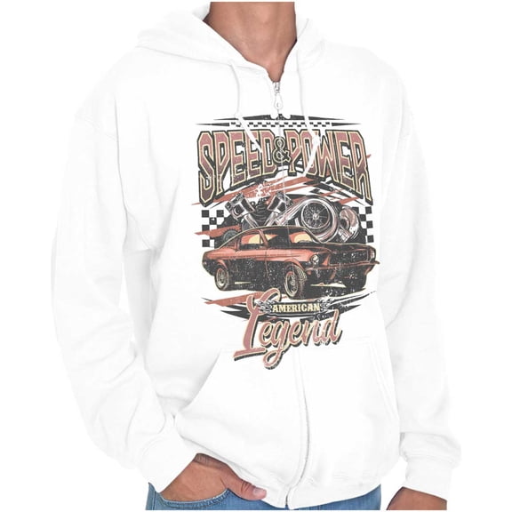 Speed Power American Legend Racecar Zip Up Hoodie Men's Women's Brisco Brands L