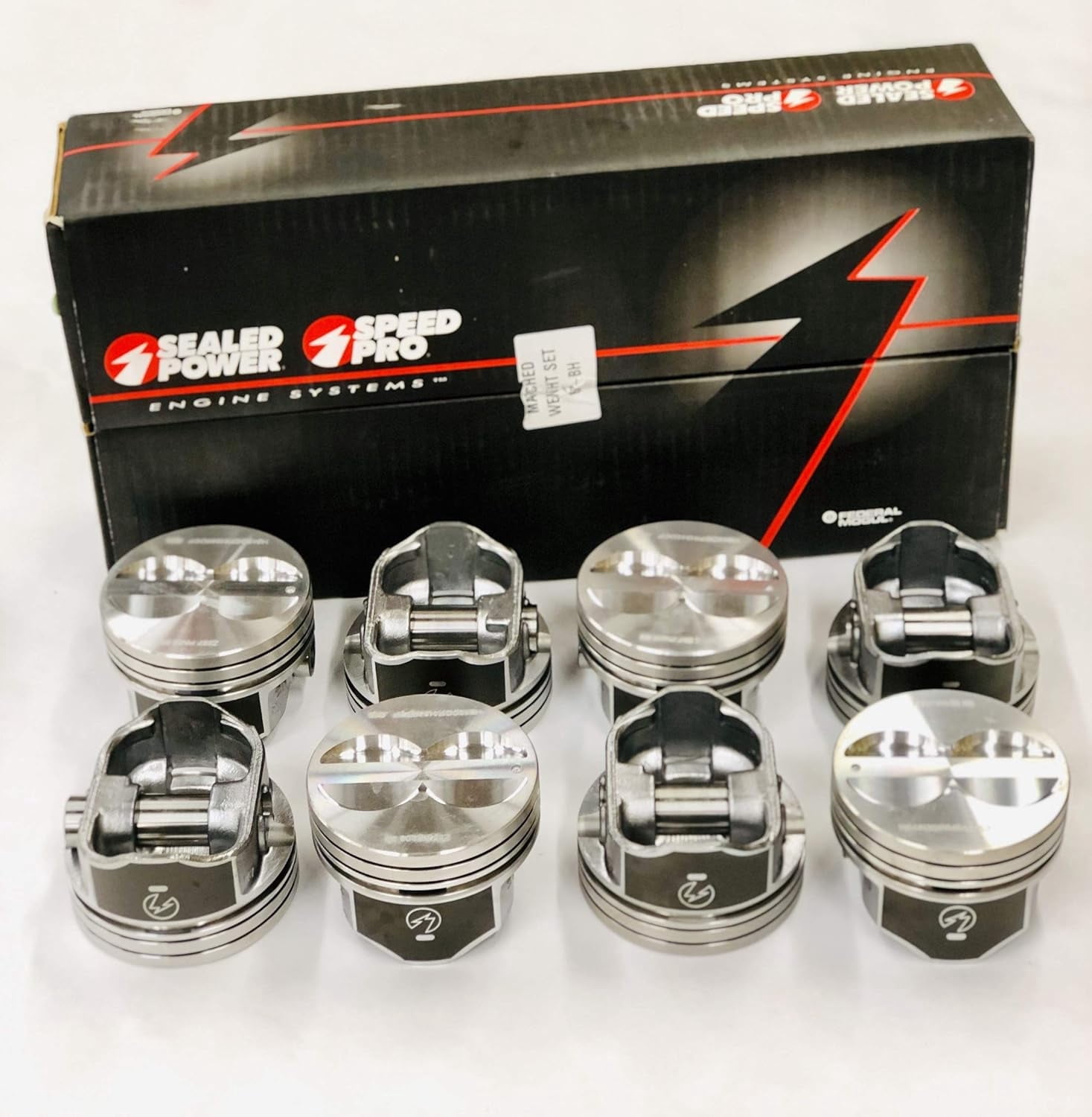Velocity Pro Engine Speed Pro H345DCP 350 Small Block Chevy SBC Flat Top Pistons Coated ...