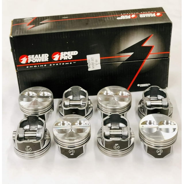 Speed Pro H345DCP 350 Small Block Chevy SBC Flat Top Pistons Coated Piston 5.7L Engine. For Standard 4.00" Bore Diameter.