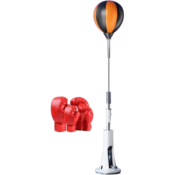 Speed Punch Ball with Stand Boxing Reflex Ball Punching Bag with Gloves Adjustable Height 130~150cm Boxing Bar Training Kit for Adults, Teens & Kids