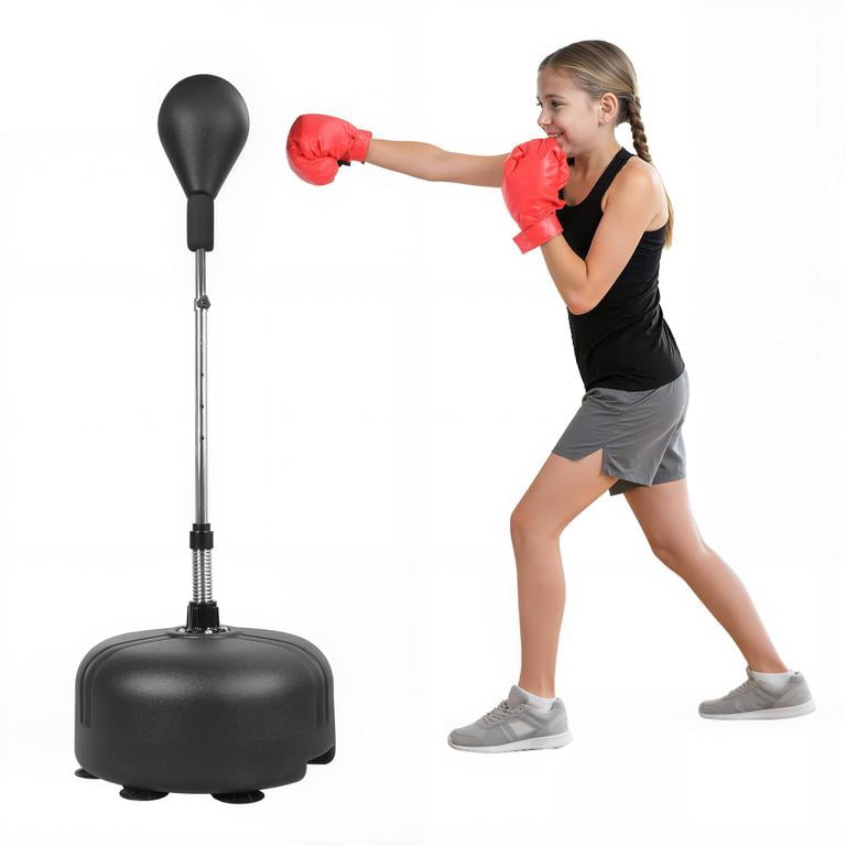 Speed Punching Bag with Stand for Adults with Gloves, Fast Rebound Spring, Stable Suction Base Fillable, Thickened Steel ABS Plastic, Durable EVA Foam Ball, Training Stress Relief Fitness