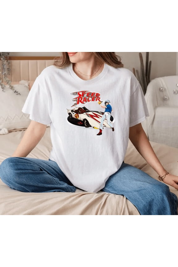 Speed Racer Classic Automotive Racing Graphic Design Unisex T-Shirt, up to size 5XL