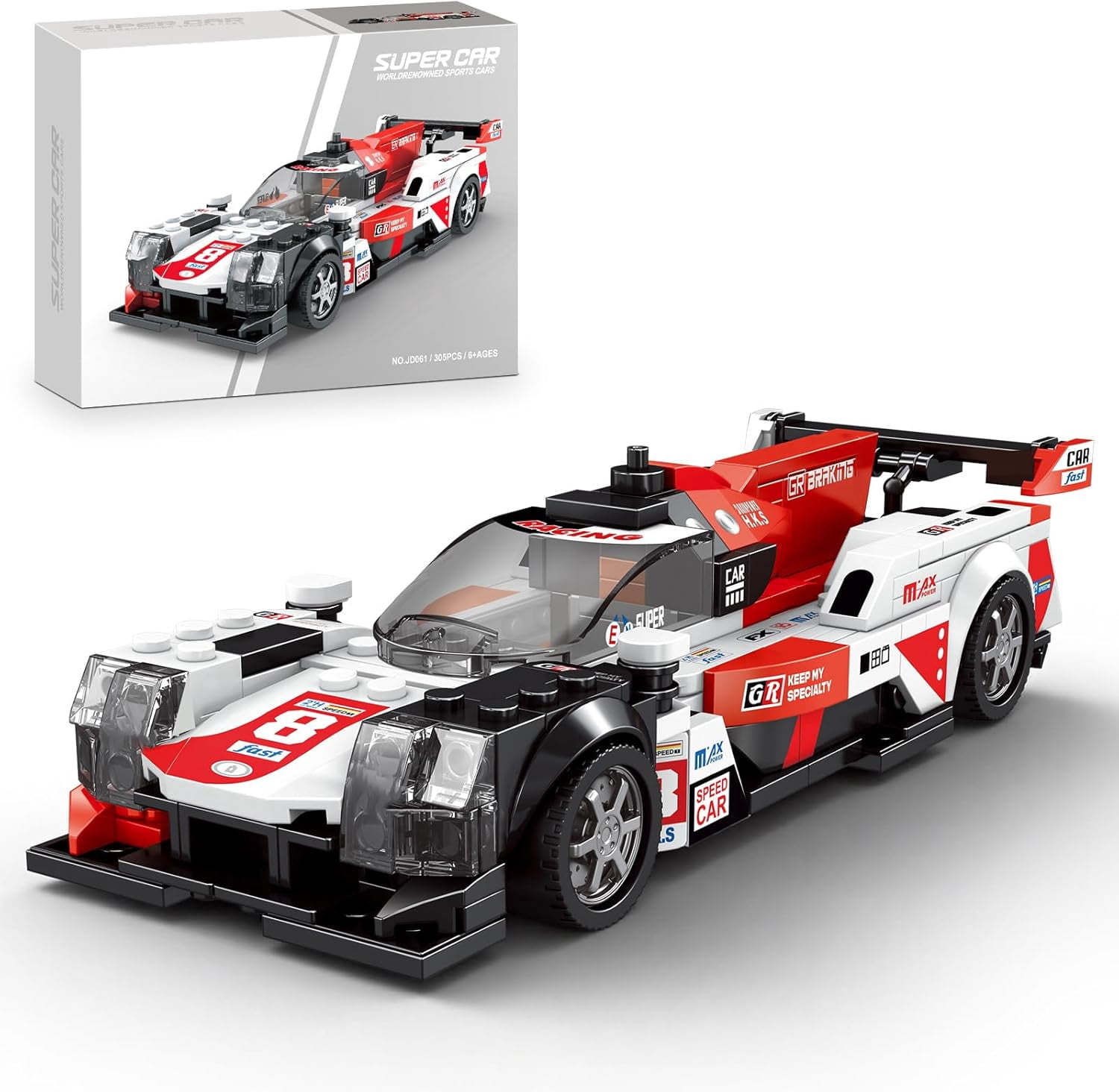 Speed Racing Car Building Set, 1:20 Scale Sports Car Model Kit, Cool Collectible Cars Construction Toys Gifts for Adults Teens Age 14+ (368 Pieces)