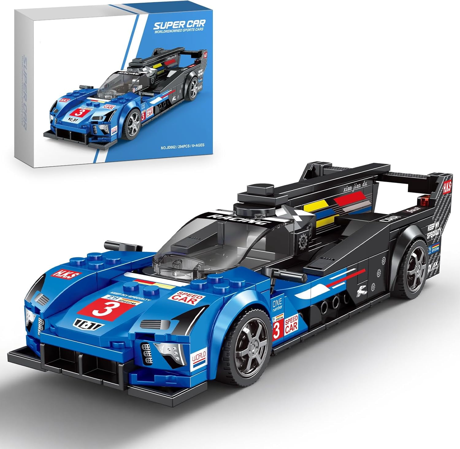 Speed Racing Car Building Set, Super Car Model Kit, Collectible Cars Construction Toys Gifts for Adults and Teens Age 14+ (294 Pieces)