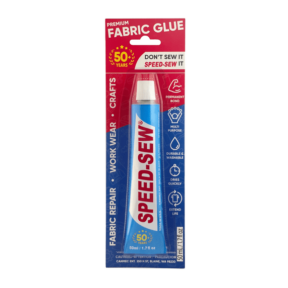 Speed-Sew Premium Liquid Fabric Glue 1.7 oz Fast Drying No Ironing Multi-Purpose No Sew Fabric Adhesive for Craft Projects DIY Clothing Repairs Denim