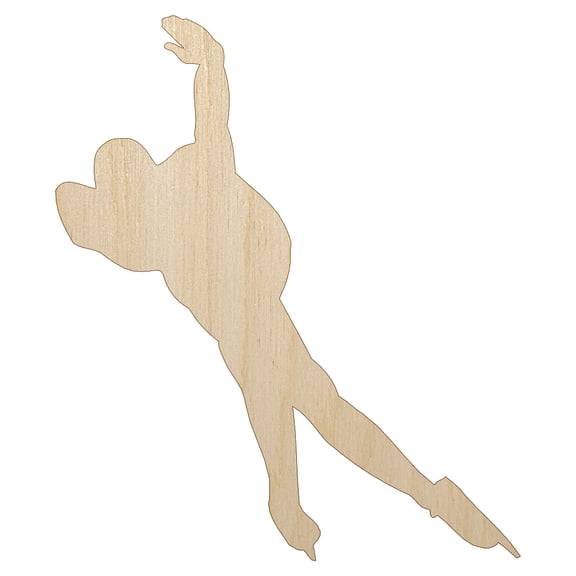Speed Skating Skater Wood Shape Unfinished Piece Cutout Craft DIY Projects - 4.70 Inch Size - 1/8 Inch Thick