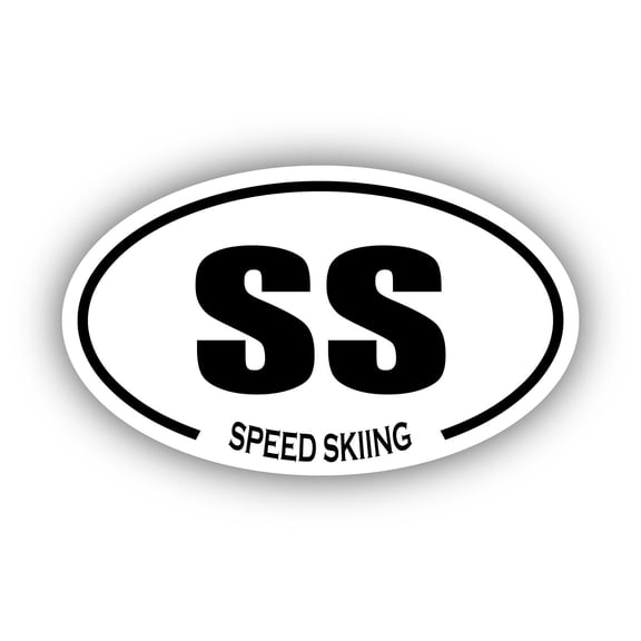 Speed Skiing SS Oval Bumper Sticker 3M Vinyl Decal 3 in x 5 in