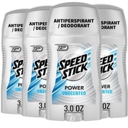 Speed Stick Power Antiperspirant Deodorant for Men, Unscented, 3.0 oz 4 Pack