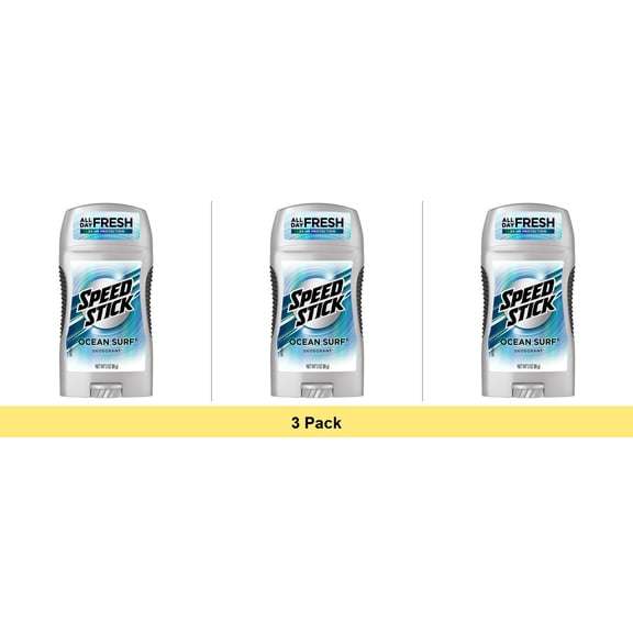 Speed Stick Clear Solid Deodorant 24 HR Ocean Surf 3 OZ - 3 Pack Bundle