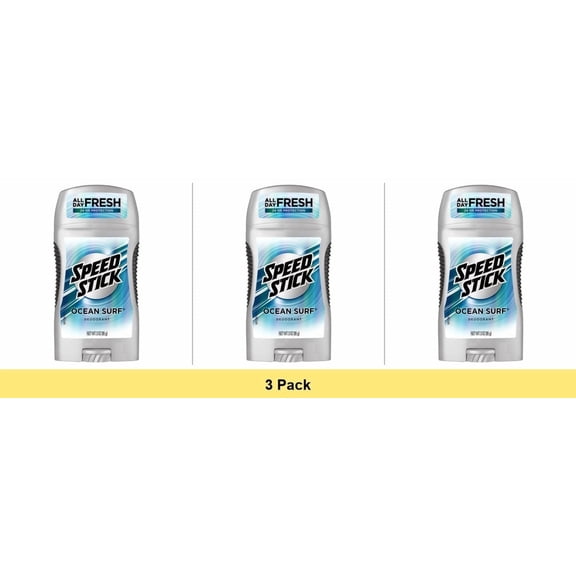 Speed Stick Clear Solid Deodorant 24 HR Ocean Surf 3 OZ - 3 Pack Bundle