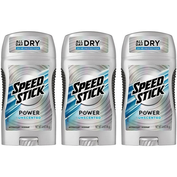 Speed Stick Power Antiperspirant Deodorant For Men, Unscented - 3 Oz, 3-Pack
