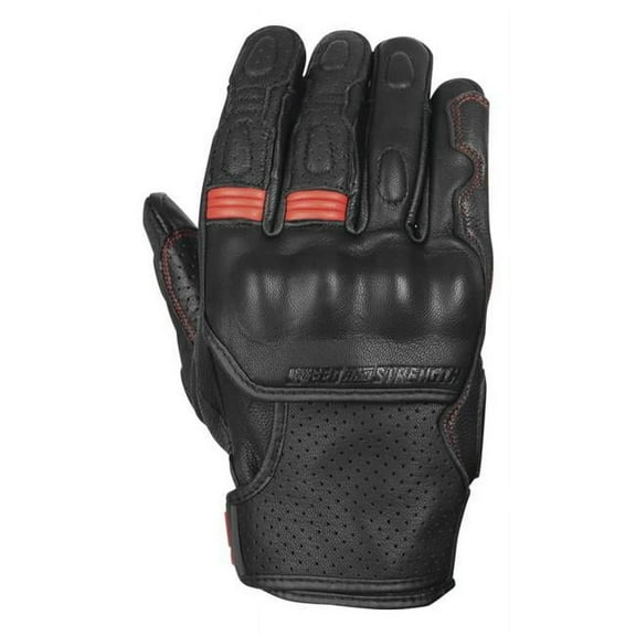 Speed & Strength Mens Twist of Fate Leather Glove, Black & Red - Large