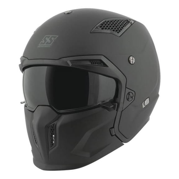 Speed & Strength SS2400 Solid Open Face Motorcycle Helmet Black LG