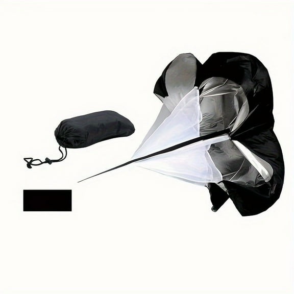 Speed Training Resistance Parachute, Agility Fitness Equipment for Explosive Power & Core Strength, Durable Polyester Sprint Chute, Black