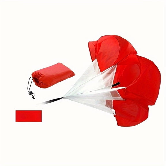 Speed Training Resistance Parachute, Agility Fitness Equipment for Explosive Power & Core Strength, Durable Polyester Sprint Chute, Red