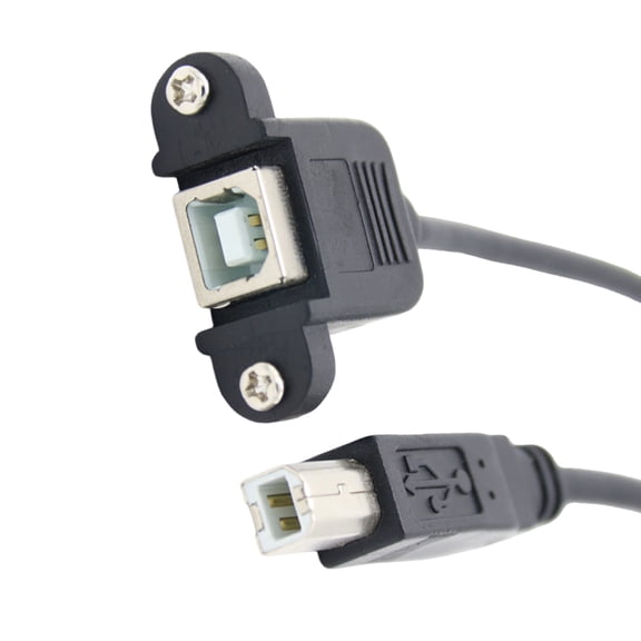 USB2.0 Type B Male to Type B Female Cable Printer Extension Cable for Highly Speed Data Transfer with Panel Mount Design