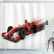 Speed up Your Shower Routine with Formula 1 Racing Cars Print Curtain