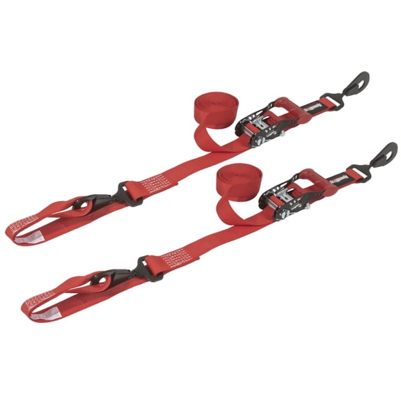 SpeedStrap 1 1/2In x 10Ft Ratchet Tie-Down w/ Soft-Tie (2 Pack) - Red