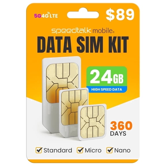 SpeedTalk Mobile 24GB SIM Card, 5G 4G LTE