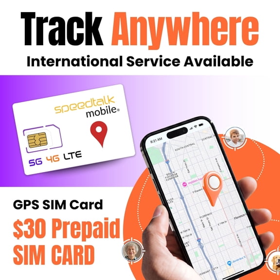 SpeedTalk Mobile GPS Tracker Sim Card with International Service (6 Months)