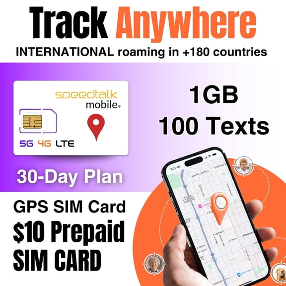 SpeedTalk Mobile GPS Tracker SIM Card Kit with International Service