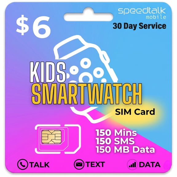 SpeedTalk Mobile Sim Card Kit for Smartwatch 30-Day Plan