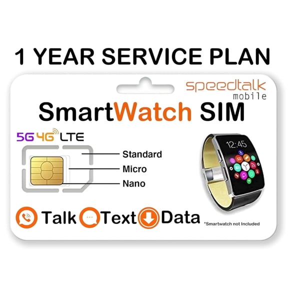 SpeedTalk Mobile SIM Card Kit for Kids Smartwatches and Elderly Smartwatches
