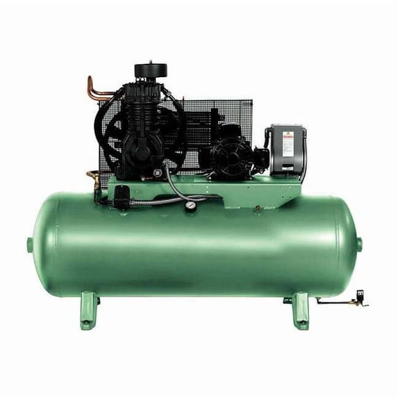 Elec. Air Compressor, 2 Stage, 5HP, 16.6CFM, Overall Length: 63 in 35WC46