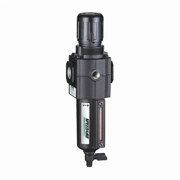 Filter-Regulator, 1/2 in NPT, 120 cfm, 40 micron, 5 psi to 150 psi, Manual Drain