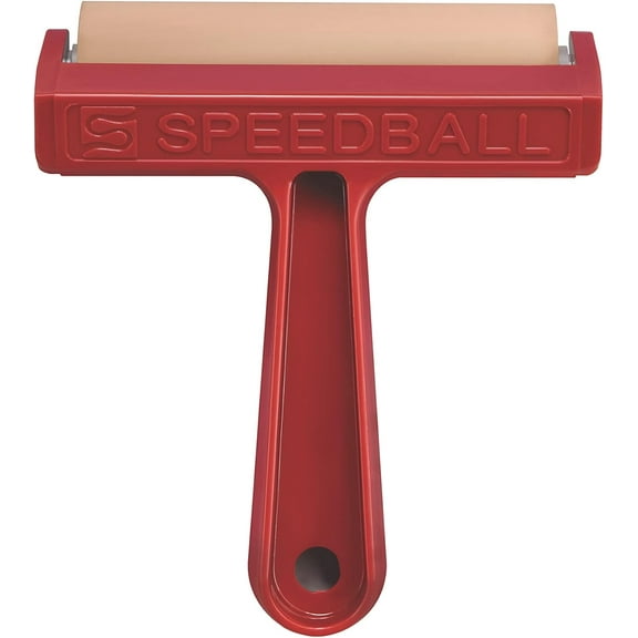 Speedball Pop-in Soft Rubber Brayer, 4-Inch Roller for Block Printing, Relief Printing, and Mixed Media Art