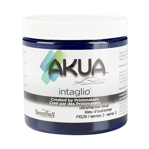 Speedball Akua Intaglio Ink, Ultramarine Blue, 8 oz..