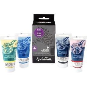 Speedball Water-Soluble Block Printing Ink Set 4 Bold Colors With Satiny Finish - 1.25 FL OZ Tubes