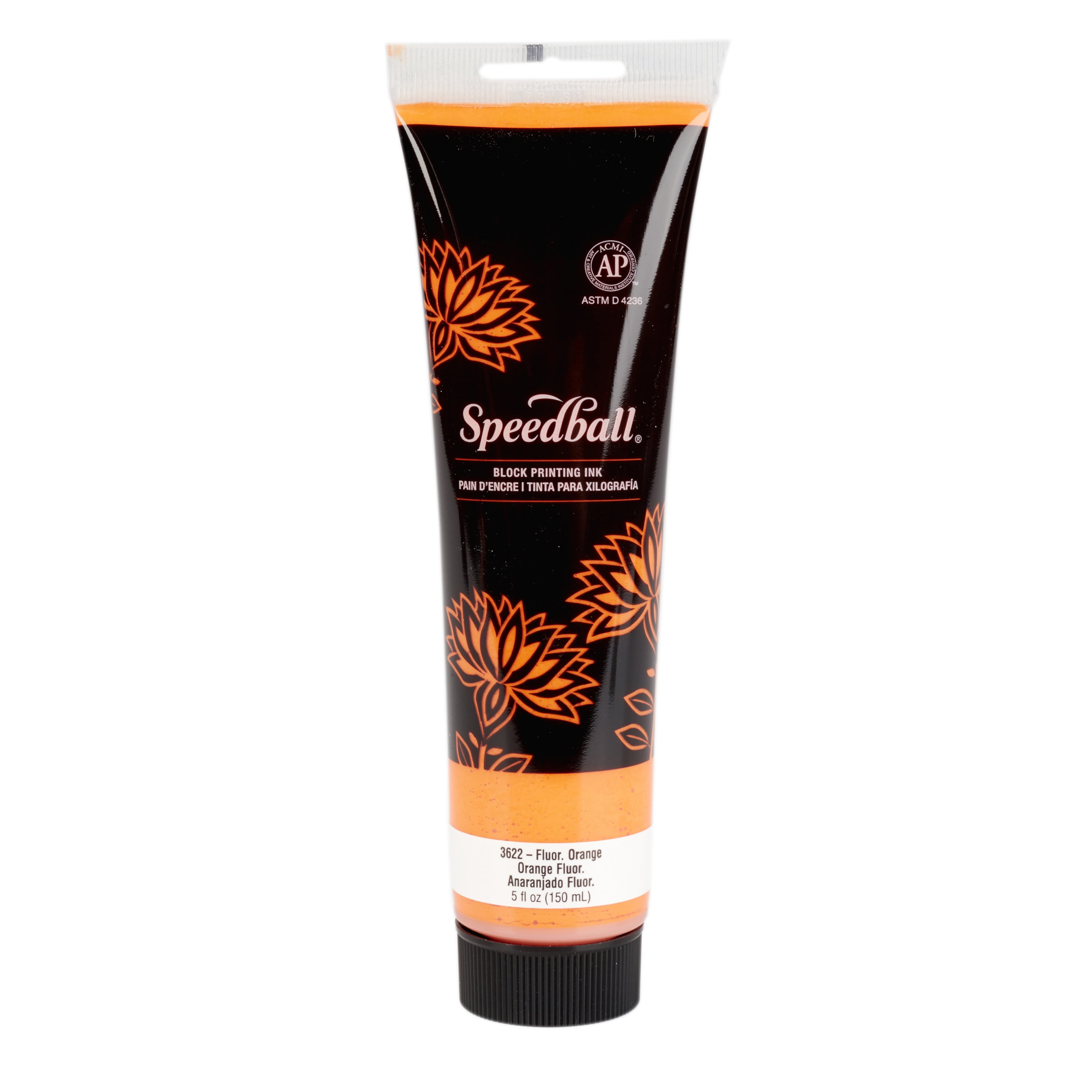 Speed Soft Orange Ink Speedball Block Printing Ink, Water-Based, 5 oz., Fluorescent Orange ...