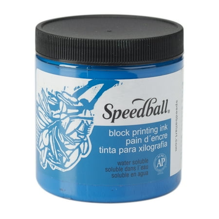 Speedball Block Printing Ink, Water-Based, 8 oz. Jar, Blue