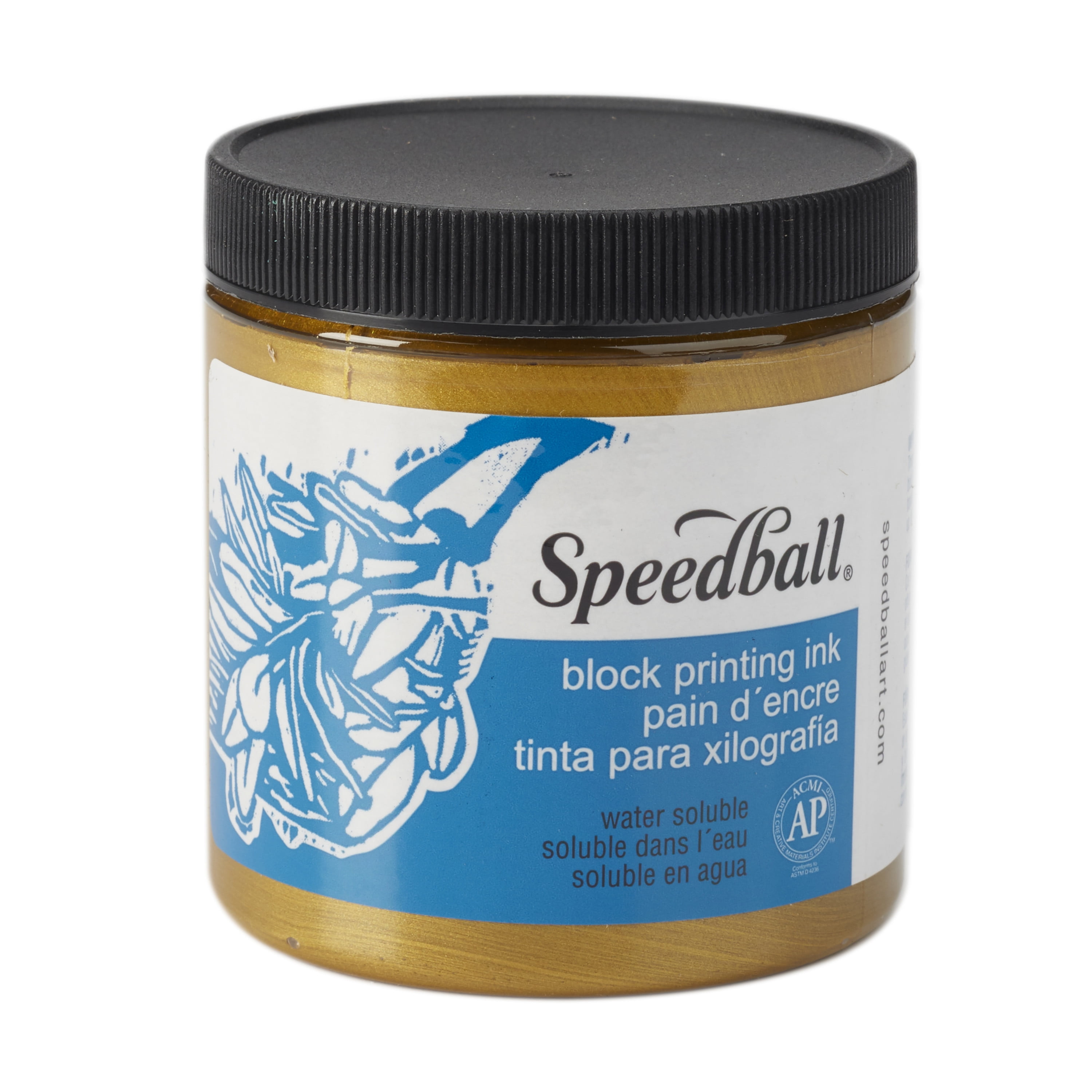 Speedball Block Printing Ink, WaterBased, 8 oz. Jar, Gold