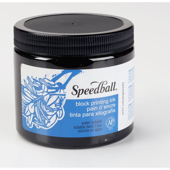 Speedball Block Printing Ink, Water-Based, Pint Jar, Black