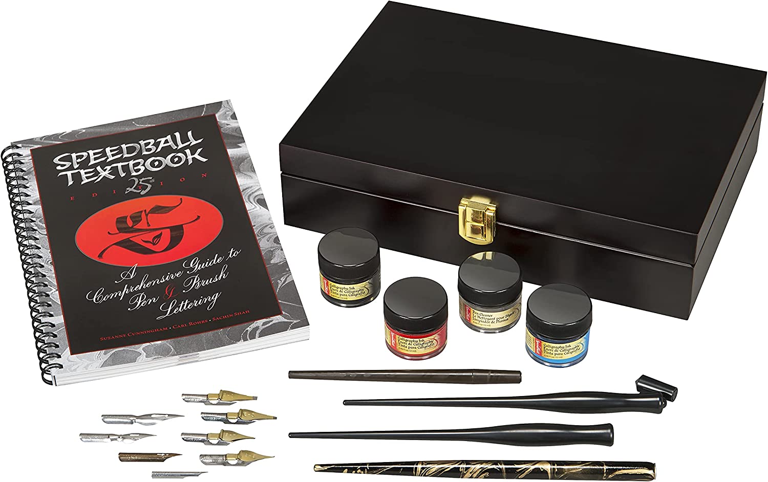 Speedball Calligraphy Collector's Kit 4 Pen Holders, 8 Nibs, 3 Inks, Pen Cleaner, and