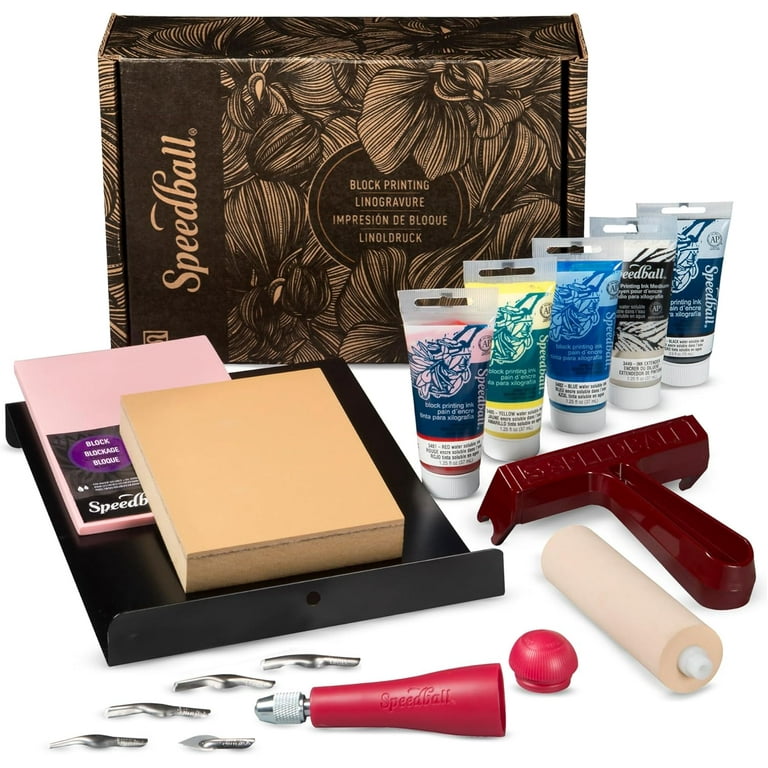 Speedball Deluxe Block Printing Kit Includes Inks, Brayer, Bench - Main Image